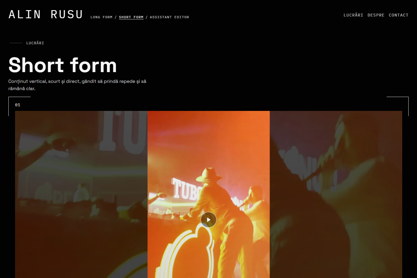 Pagina Short form din portofoliul Alin Rusu.